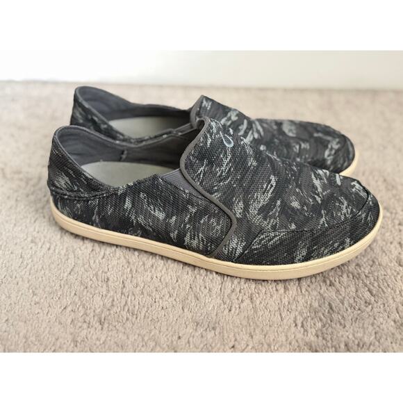 Olukai Nohea Mesh Slip-On Shoes Charcoal/Dive Camo/Grey Blue Men\'s Size M9.5